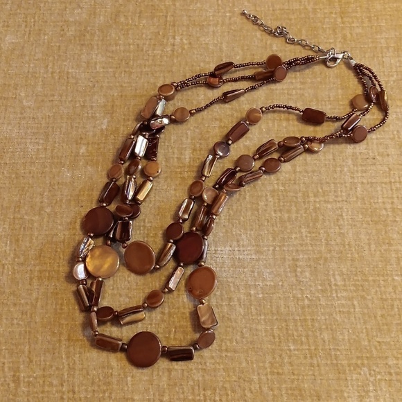 Chunky Brown Multi Strand Necklace - Picture 1 of 7